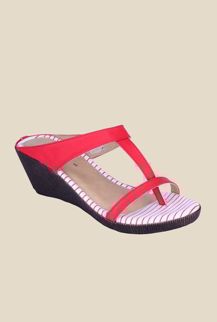 Khadim's Sharon Red T-Strap Wedges Khadim's Sharon Red T-Strap Wedges