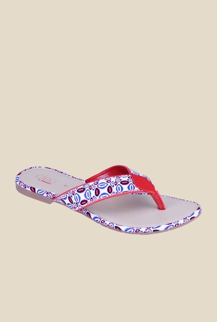 Khadim's Cleo Red & White Thong Sandals Khadim's Cleo Red & White Thong Sandals
