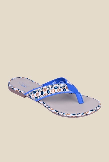 Khadim's Cleo Blue & White Thong Sandals Khadim's Cleo Blue & White Thong Sandals