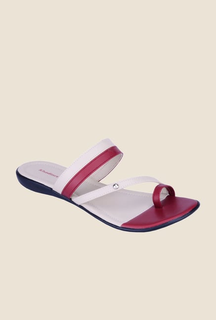 Khadim's Maroon & White Toe Ring Sandals Khadim's Maroon & White Toe Ring Sandals