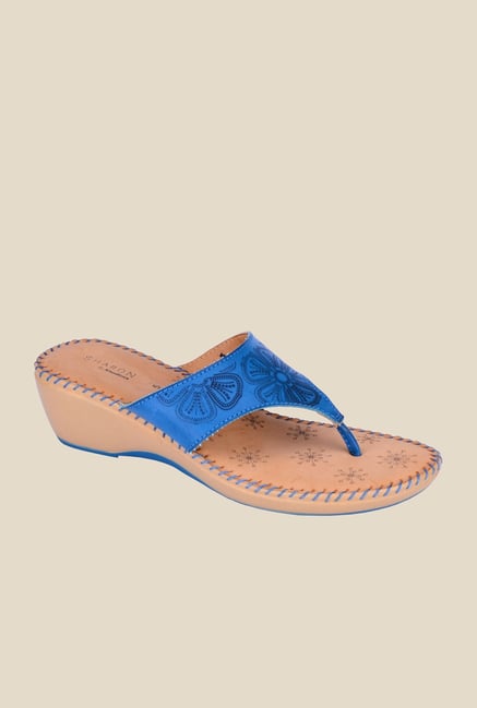 Khadim's Sharon Blue Wedge Heeled Sandals Khadim's Sharon Blue Wedge Heeled Sandals