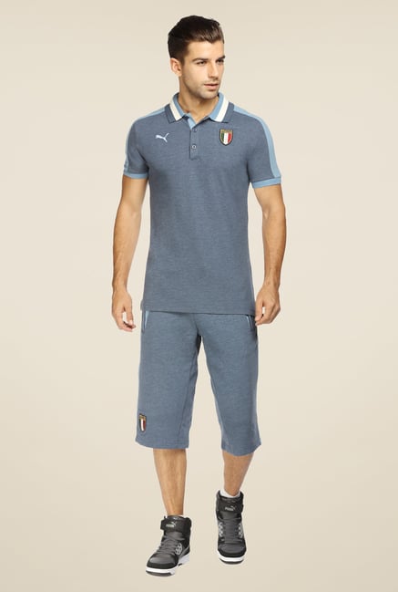Puma Blue Logo Print Polo T Shirt Puma Blue Logo Print Polo T Shirt