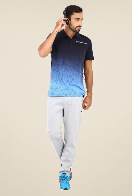 Puma Navy Logo Print Polo T Shirt Puma Navy Logo Print Polo T Shirt