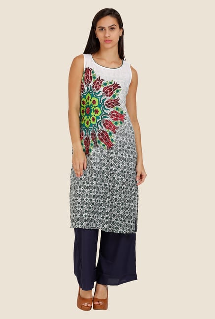 Aurelia Off-White Floral Print Kurta Aurelia Off-White Floral Print Kurta