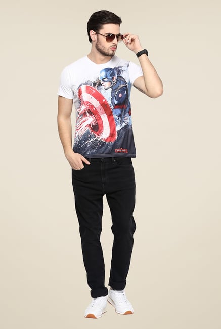 Yepme CA Bullet Proof White Graphic Printed T Shirt Yepme CA Bullet Proof White Graphic Printed T Shirt