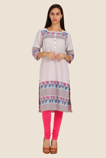 Aurelia Off-White & Pink Printed Kurta Aurelia Off-White & Pink Printed Kurta