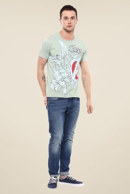 Yepme Marvel & Disney Green Graphic Printed Round neck T Shirt Yepme Marvel & Disney Green Graphic Printed Round neck T Shirt
