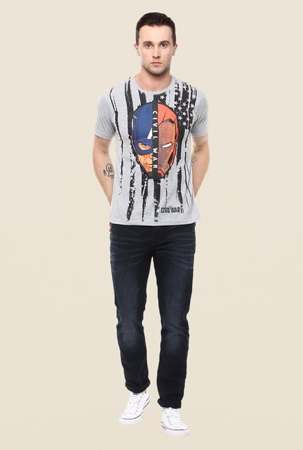 Yepme Marvel Civil War Grey Graphic Printed T Shirt Yepme Marvel Civil War Grey Graphic Printed T Shirt