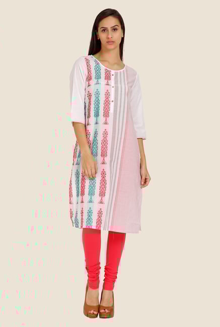 Aurelia Off-White & Pink Printed Kurta Aurelia Off-White & Pink Printed Kurta