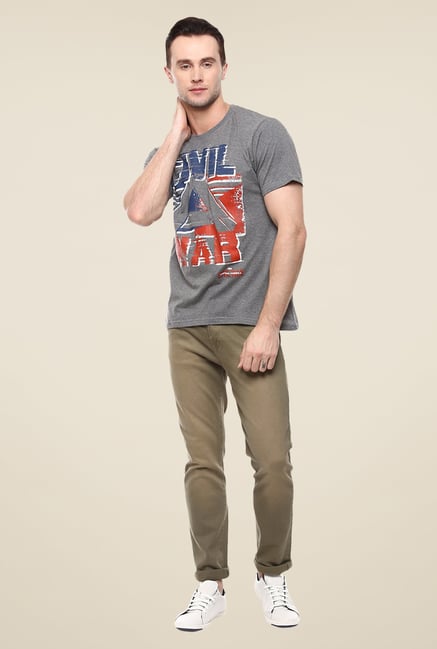 Yepme Marvel Civil War Grey Graphic Printed Round neck T Shirt Yepme Marvel Civil War Grey Graphic Printed Round neck T Shirt