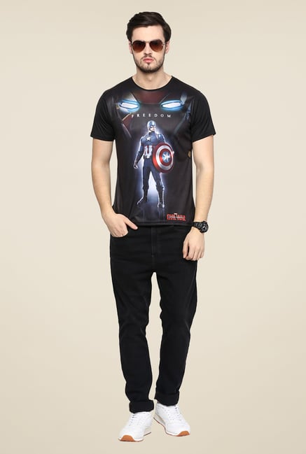 Yepme Freedom CA Black Graphic Printed T Shirt Yepme Freedom CA Black Graphic Printed T Shirt