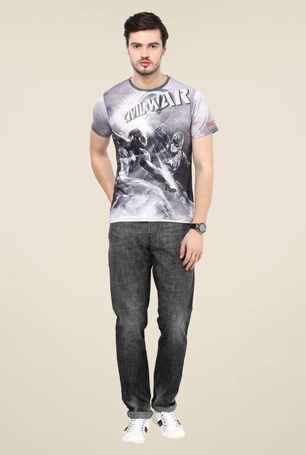 Yepme IM VS CA Grey Graphic Printed T Shirt Yepme IM VS CA Grey Graphic Printed T Shirt