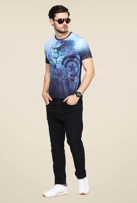 Yepme Avengers Line Art Blue Graphic Printed T Shirt Yepme Avengers Line Art Blue Graphic Printed T Shirt
