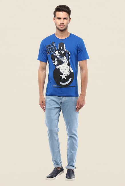 Yepme Marvel Civil War Blue Graphic Printed T Shirt Yepme Marvel Civil War Blue Graphic Printed T Shirt