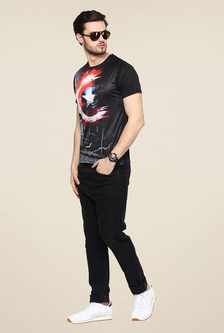 Yepme Captain America Shield Fadeout Black Printed T Shirt Yepme Captain America Shield Fadeout Black Printed T Shirt