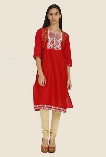 Aurelia Red Printed Kurta Aurelia Red Printed Kurta