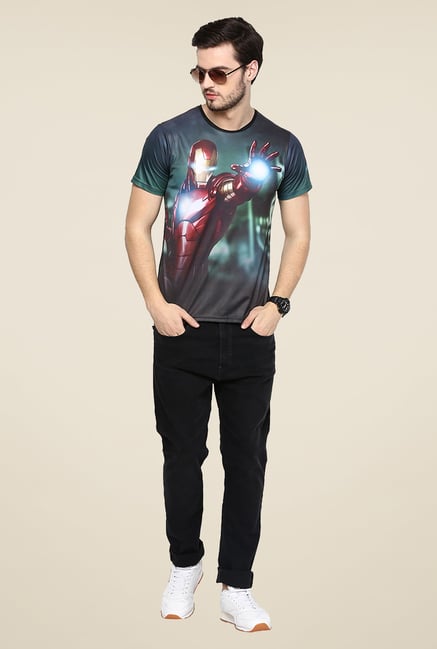 Yepme Iron Man High Voltage Green Printed T Shirt Yepme Iron Man High Voltage Green Printed T Shirt