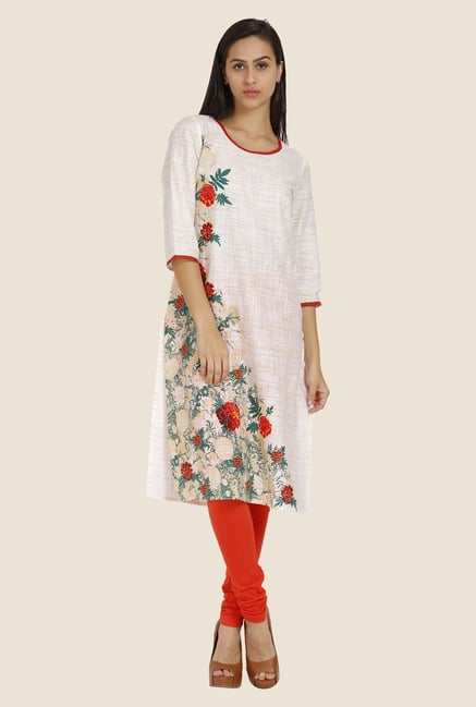Aurelia Off-White Floral Print Kurta Aurelia Off-White Floral Print Kurta