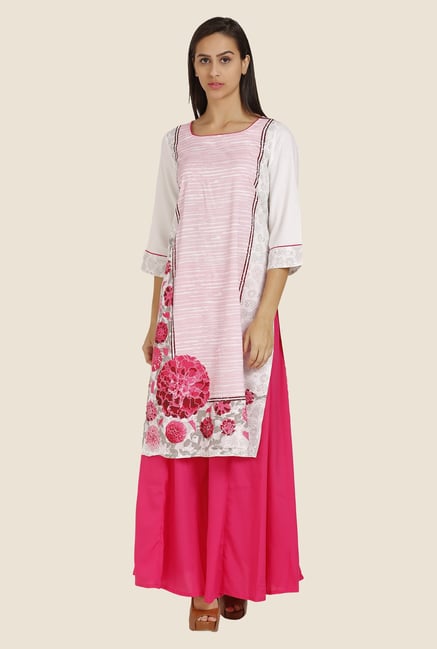 Aurelia Pink Floral Print Kurta Aurelia Pink Floral Print Kurta