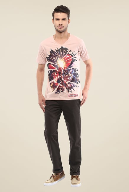 Yepme Marvel Civil War Pink Graphic Printed Cotton T Shirt Yepme Marvel Civil War Pink Graphic Printed Cotton T Shirt