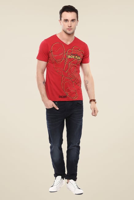 Yepme Marvel Civil War Red Graphic Printed Cotton T Shirt Yepme Marvel Civil War Red Graphic Printed Cotton T Shirt