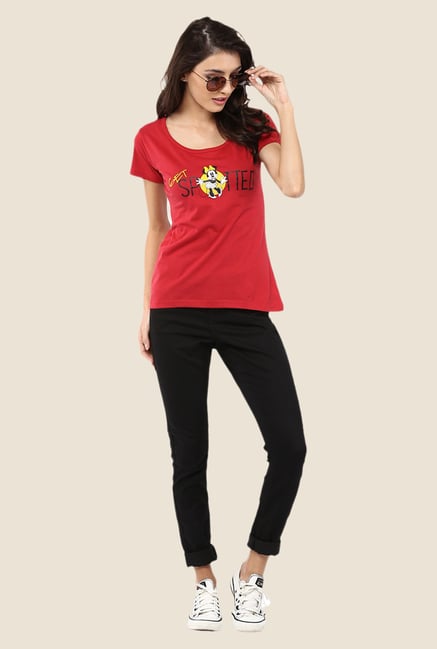 Yepme Marvel & Disney Red Graphic Printed Tee Yepme Marvel & Disney Red Graphic Printed Tee