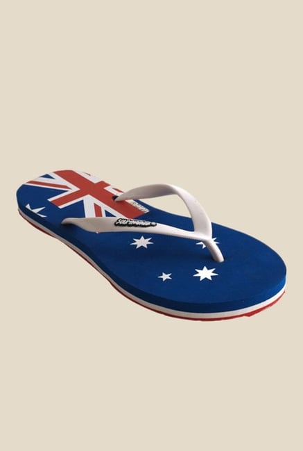 Solethreads Aussie White & Royal Blue Flip Flops Solethreads Aussie White & Royal Blue Flip Flops