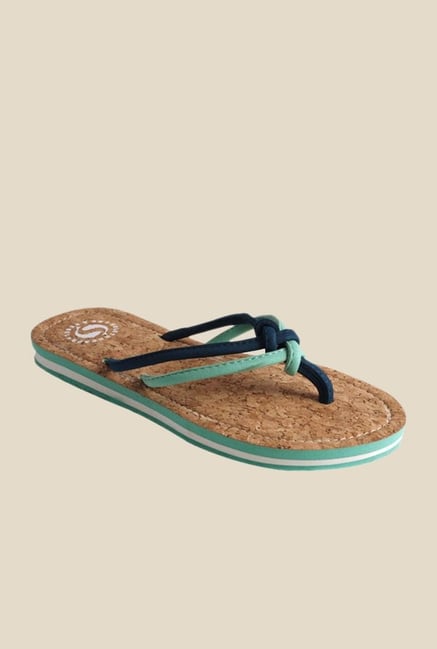 Solethreads Cork Navy & Sea Green Flip Flops Solethreads Cork Navy & Sea Green Flip Flops