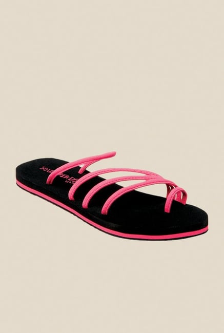 Solethreads Olivia Pink & Black Flip Flops Solethreads Olivia Pink & Black Flip Flops