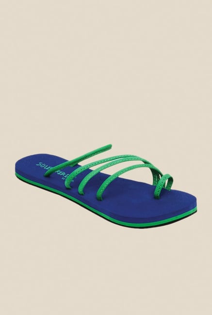 Solethreads Olivia Green & Royal Blue Flip Flops Solethreads Olivia Green & Royal Blue Flip Flops