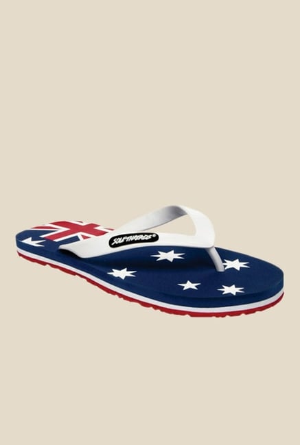 Solethreads Aussie White & Royal Blue Flip Flops Solethreads Aussie White & Royal Blue Flip Flops