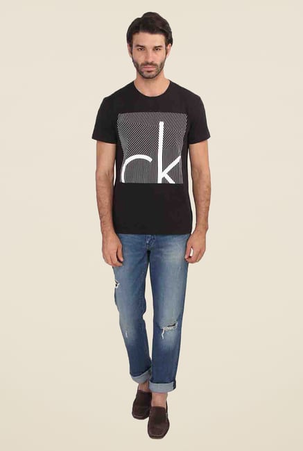 Calvin Klein Black Regular Fit Printed T Shirt Calvin Klein Black Regular Fit Printed T Shirt