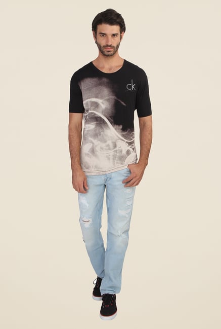 Calvin Klein Black Printed Round Neck T Shirt Calvin Klein Black Printed Round Neck T Shirt