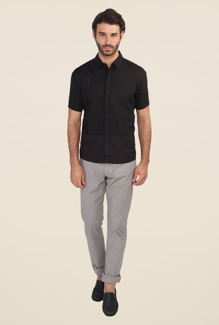 Calvin Klein Black Solid Half Sleeve Shirt Calvin Klein Black Solid Half Sleeve Shirt