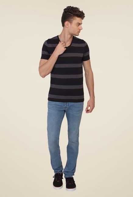 Calvin Klein Black & Grey Striped T-Shirt Calvin Klein Black & Grey Striped T-Shirt