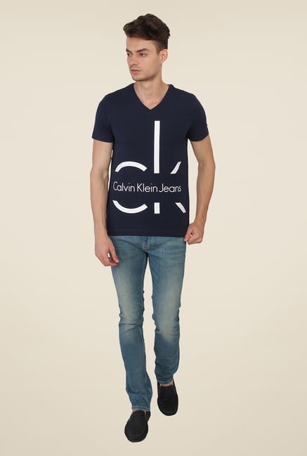 Calvin Klein Navy Graphic Print T-Shirt Calvin Klein Navy Graphic Print T-Shirt