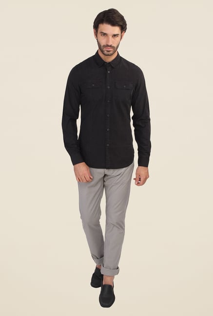 Calvin Klein Black Solid Full Sleeve Shirt Calvin Klein Black Solid Full Sleeve Shirt