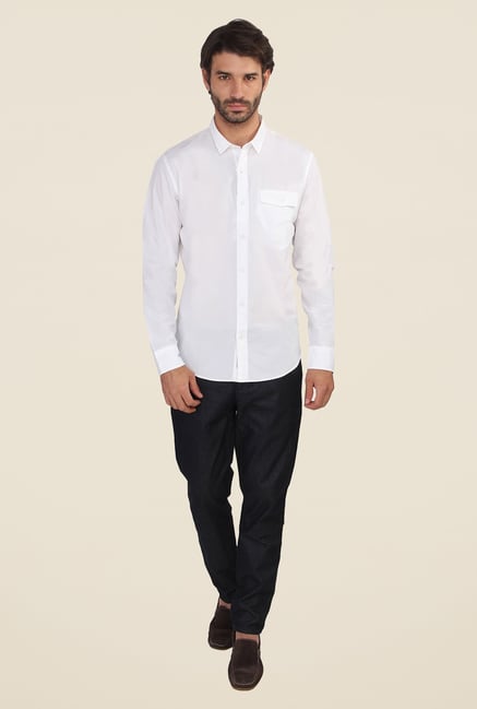 Calvin Klein White Solid Full Sleeve Shirt Calvin Klein White Solid Full Sleeve Shirt