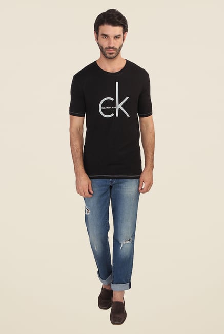 Calvin Klein Black Printed Round Neck Half Sleeve T Shirt Calvin Klein Black Printed Round Neck Half Sleeve T Shirt