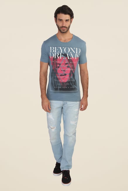 Calvin Klein Blue Printed Round Neck Half Sleeve T Shirt Calvin Klein Blue Printed Round Neck Half Sleeve T Shirt