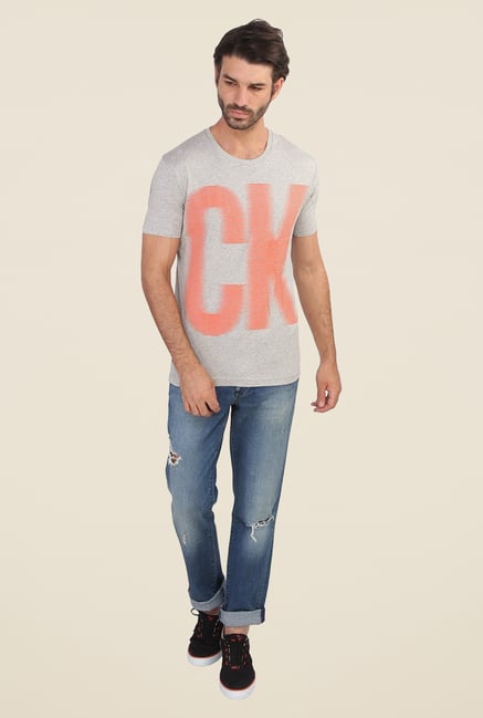 Calvin Klein Grey Printed T Shirt Calvin Klein Grey Printed T Shirt