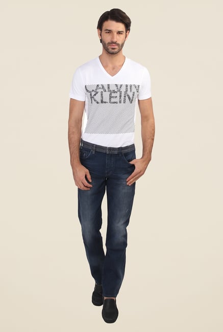 Calvin Klein Blue Lightly Washed Mid Rise Solid Jeans Calvin Klein Blue Lightly Washed Mid Rise Solid Jeans