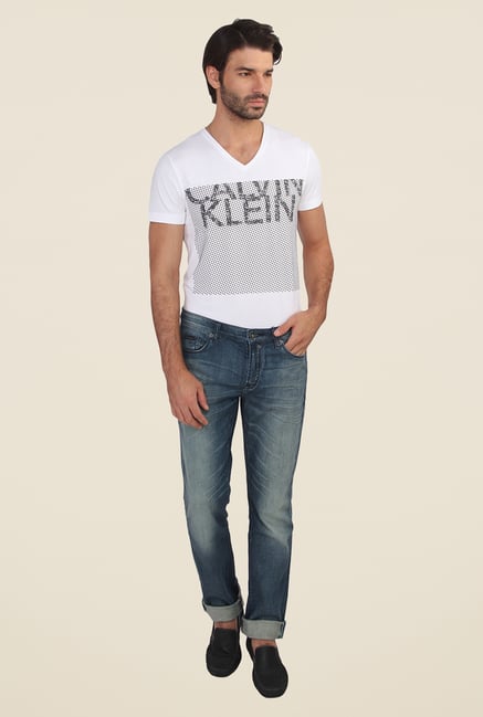 Calvin Klein Blue Mid Rise Solid Jeans Calvin Klein Blue Mid Rise Solid Jeans