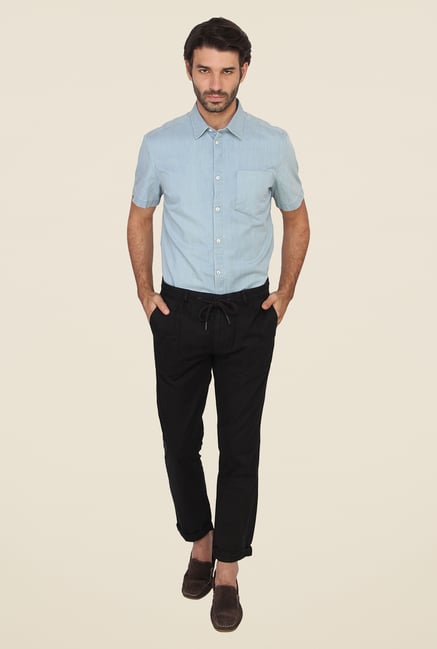 Calvin Klein Black Solid Drawstring Chinos Calvin Klein Black Solid Drawstring Chinos