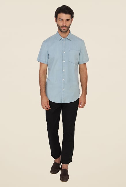 Calvin Klein Blue Solid Half Sleeve Shirt Calvin Klein Blue Solid Half Sleeve Shirt