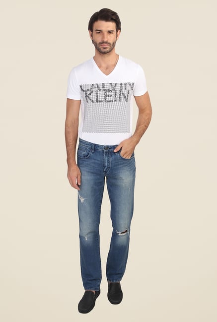 Calvin Klein Blue Distressed Jeans Calvin Klein Blue Distressed Jeans