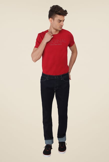 Calvin Klein Navy Solid Regular Fit Jeans Calvin Klein Navy Solid Regular Fit Jeans