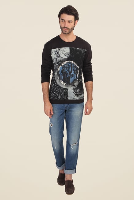 Calvin Klein Black Printed Round Neck Full Sleeve T Shirt Calvin Klein Black Printed Round Neck Full Sleeve T Shirt