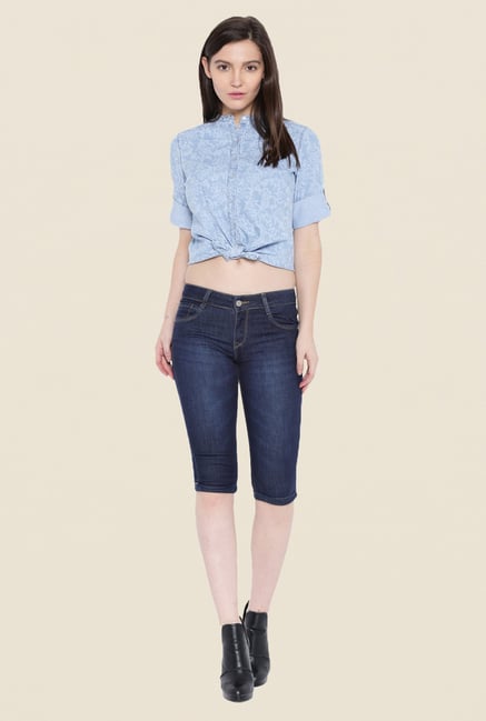 Kraus Blue Skinny Fit Denim Capris Kraus Blue Skinny Fit Denim Capris