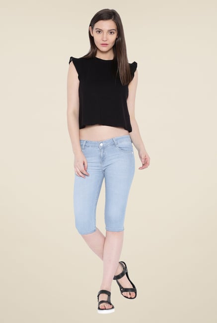 Kraus Light Blue Skinny Fit Denim Capris Kraus Light Blue Skinny Fit Denim Capris